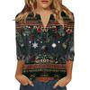 Women's T Shirt Print Button 3/4 Sleeve Daily Weekend Fashion Basic V- Neck Regular Top