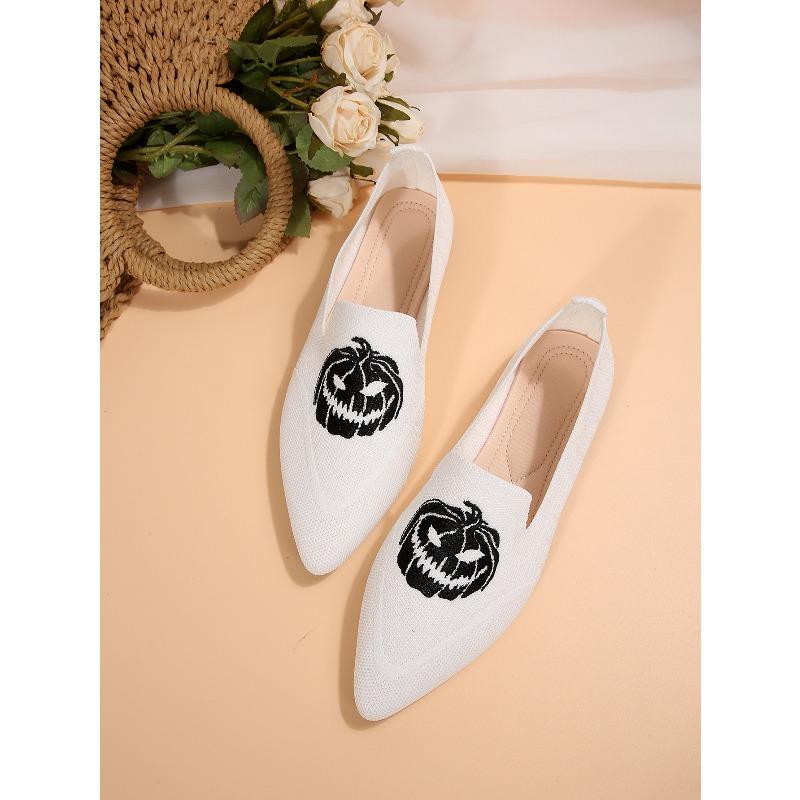 Breathable Shoes Women's 2025 Autumn New Flat Large Yard Pointed Toe Embroidery Color-blocking Lazy Shoes
