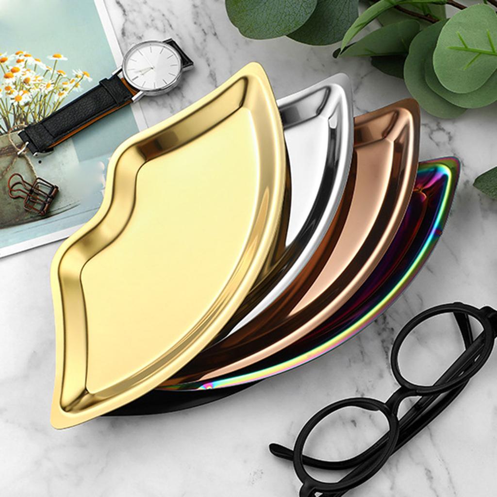 Earrings Bracelet Necklace Jewelry Rack Stainless Steel Display Stand Lip Shaped Tray Stainless Steel Storage Jewelry