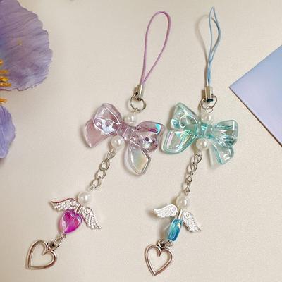 Sweet Love Heart Pendant Phone Strap Love Pendant Key Chain Pendant Bowknot Phone Chain  Gift