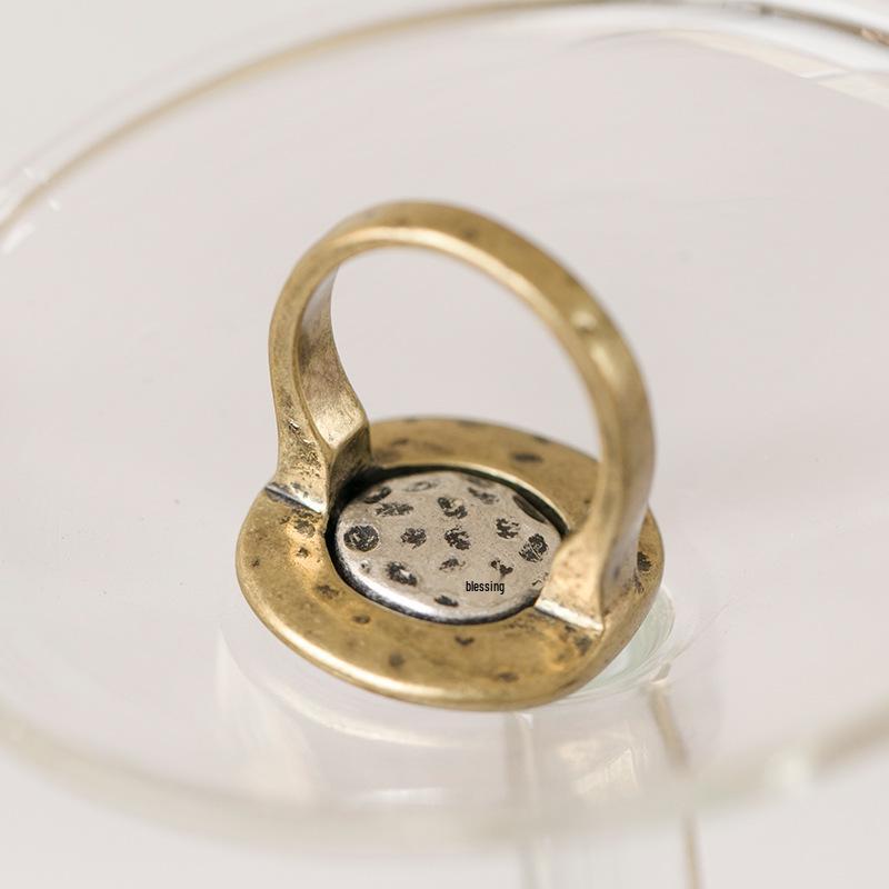 Vintage Copper-Inlaid Reversible Ring: European & American Style Antique Fashion for Women