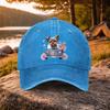 Yorkie Dog in Car Baseball Cap Adjustable Cotton Washed Denim Outdoor Golf Cap