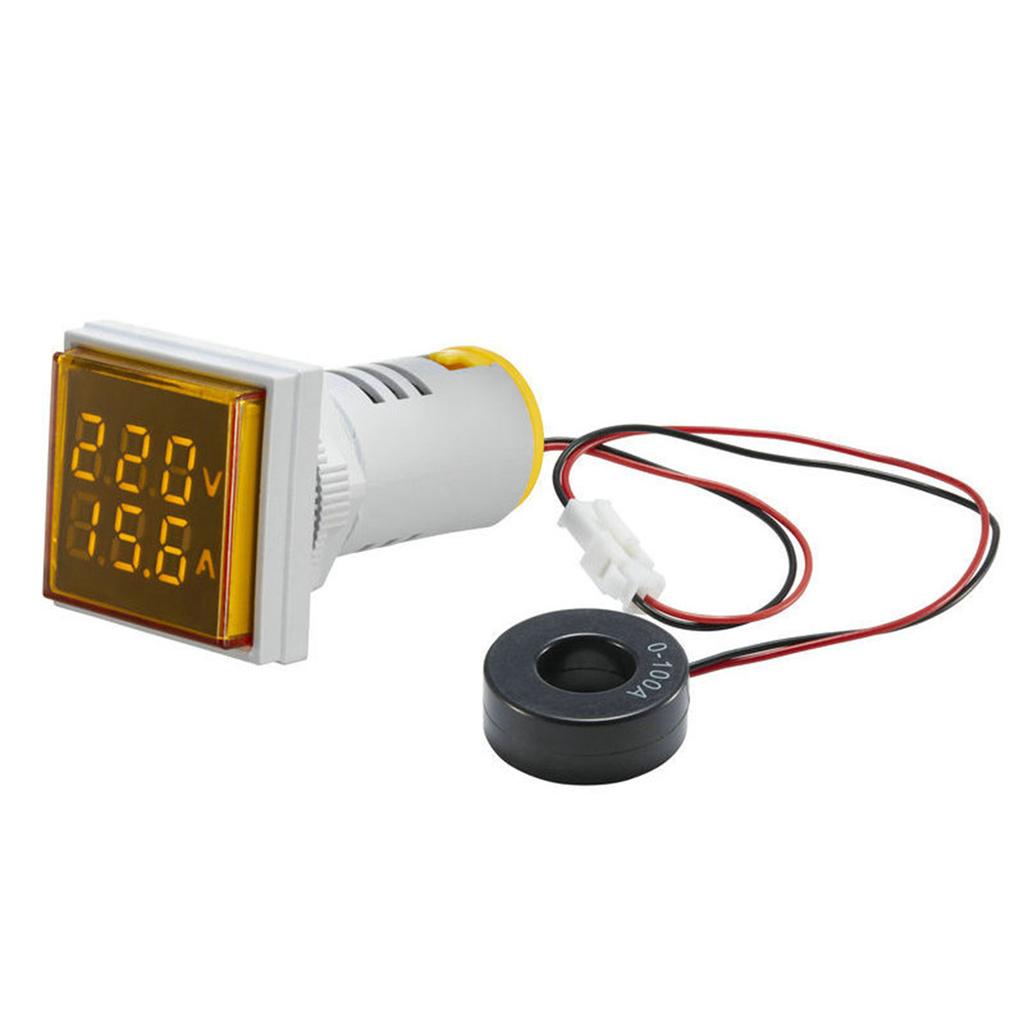 Digital AC Ammeter Voltmeter Frequency Meter Square Tube Screen Voltage With Transformer 22mm Current Tester Gauge