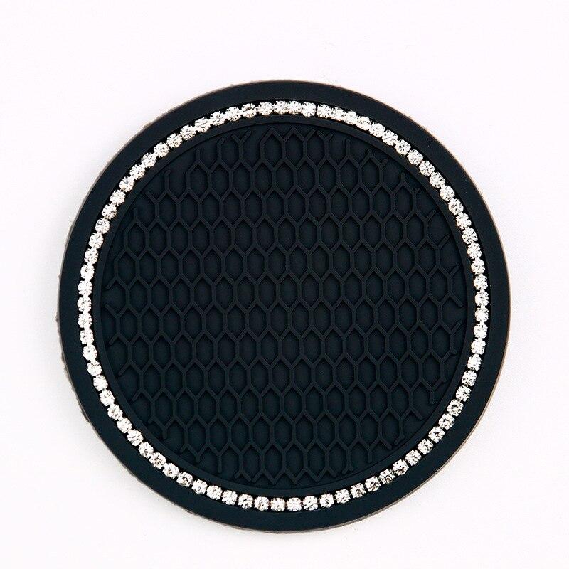 1pc Car Non-slip Water Cup Pad Diamond Rhinestone Bling Decoration Auto Interior Cup Bottle Anti-skid Rubber Mat Car Accessories