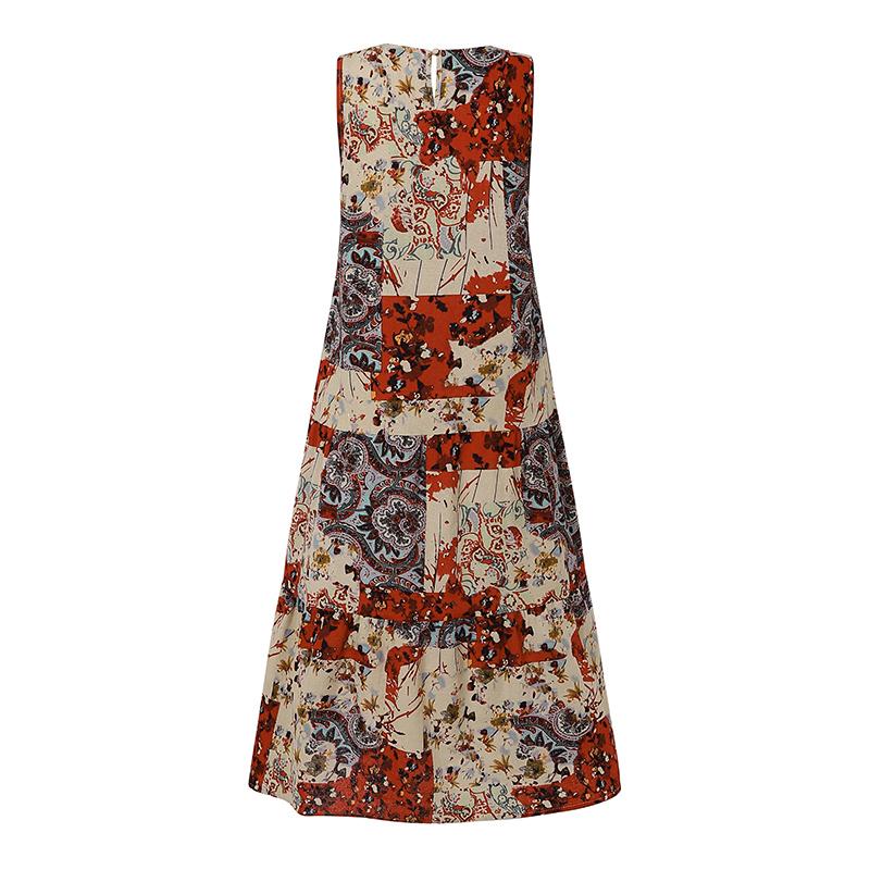 ZANZEA Women Casual O-neck Sleeveless Summer Print Tank Dress