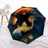 "Yin Yang Koi Fish Circular  Decor"Umbrella, Portable 3-Fold Compact Umbrella for Men & Women ES43