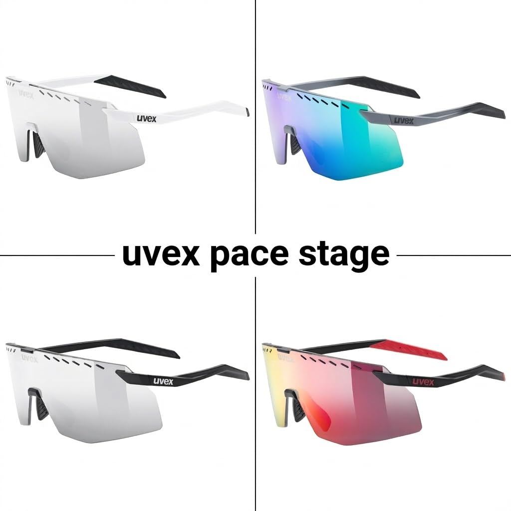 Sports Sunglasses UV400 Mirror Lens Pace Stage Black Matte [Uvex] Anti-fog Cycling/Running/Outdoor (Silver)