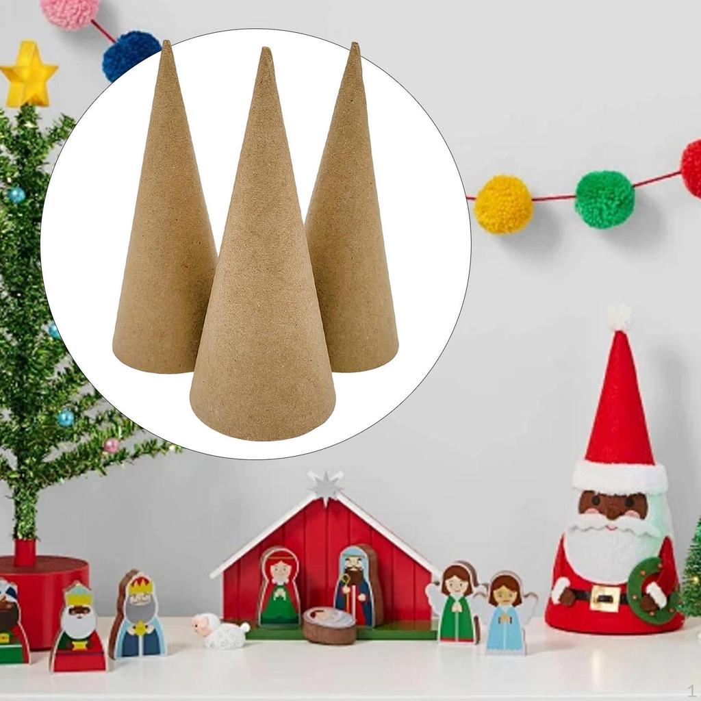 3 Kónusy z papírmašé pro tvoření, jemná motorika, lepenka s otvorem