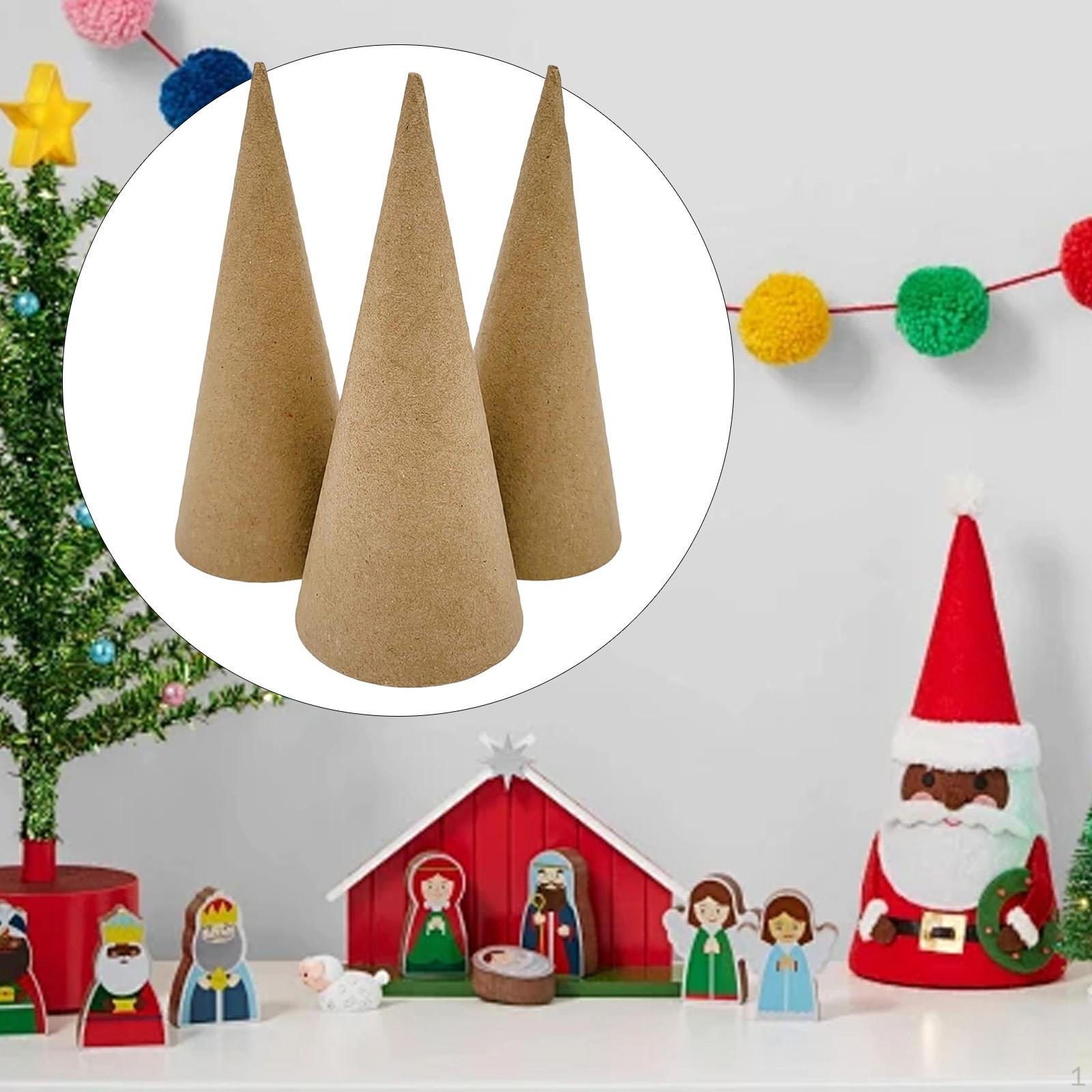 

3 Конуса из папье-маше для поделок, Развитие мелкой моторики, Картон с отверстием 15cm