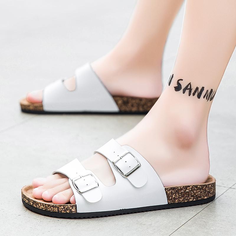 New Leather Cork Flip-flops Male Couple Vintage Summer Wear Muller Slippers Fashion Casual Beach Sandals New 2025 Zapatos Hombre