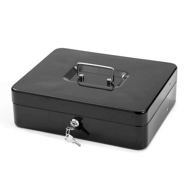 

Security Lock Safe Box Key Cash Box With Money Tray Store House Metal Money Saving Organizer Slots Cash Register Drawer чорний