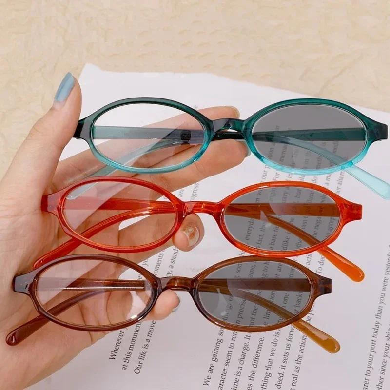 Small Oval Frame Pochromic Glasses Trendy Ultralight Color Changing Myopia Eyeglasses Men Women Retro Anti Blue Light Glasses