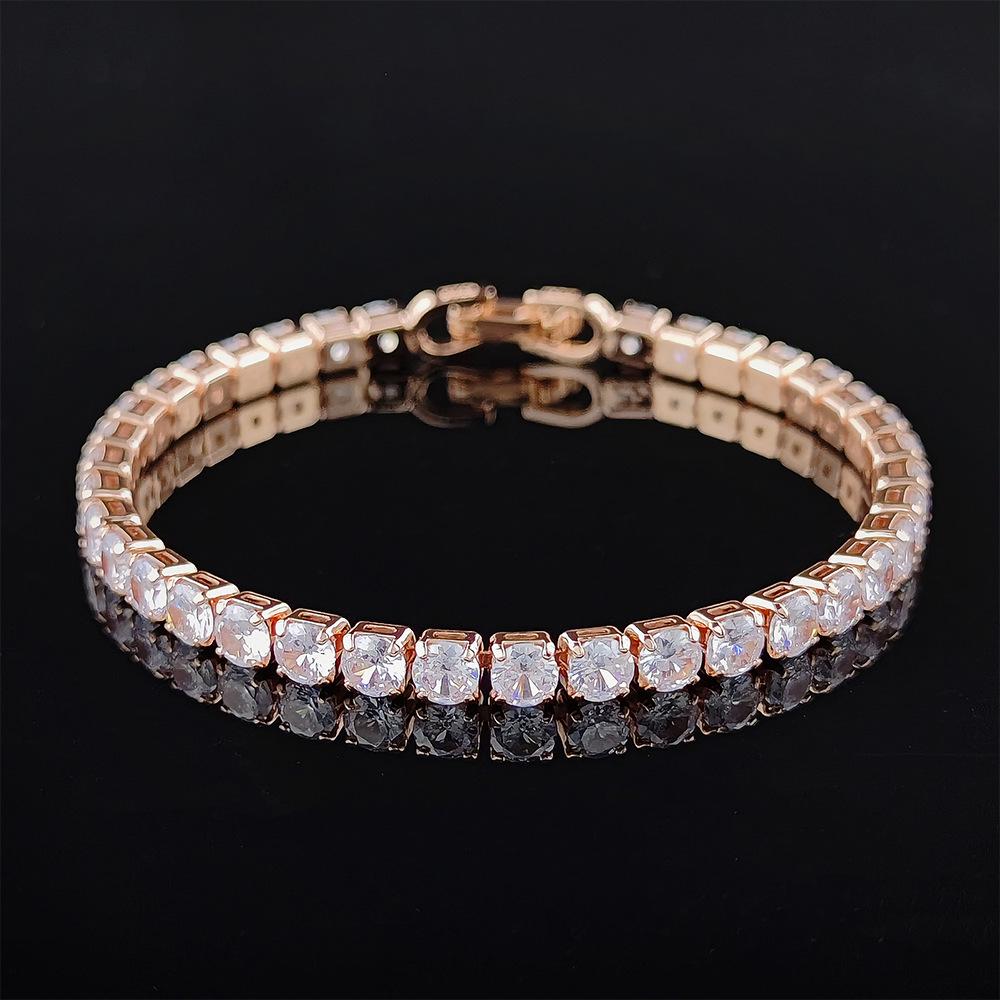 Women's Gold-Plated Zircon Tennis Bracelet - Full Diamond Design, Model S5650