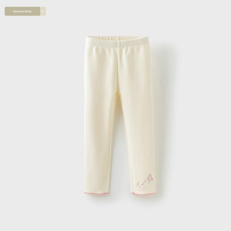David Bella Girls  Fleece-Lined Leggings Children s Knitted Pants 2026 New Winter Black Tight Fleece Pants for Girls Oatmeal White [Ready in Stock] 160