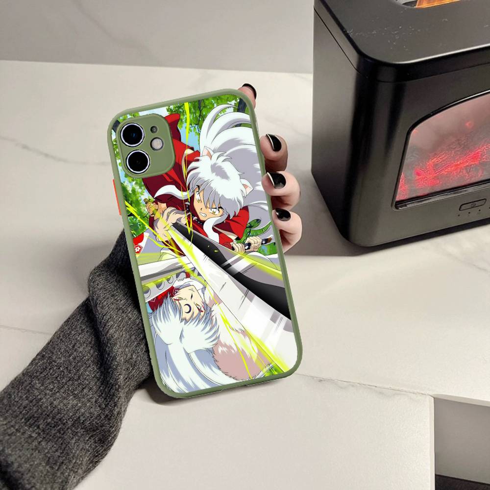 Amine I-Inuyasha Matte Transparent Phone Cover For iPhone Case 16 15 14 13 12 11 Pro Max X XS Max Plus
