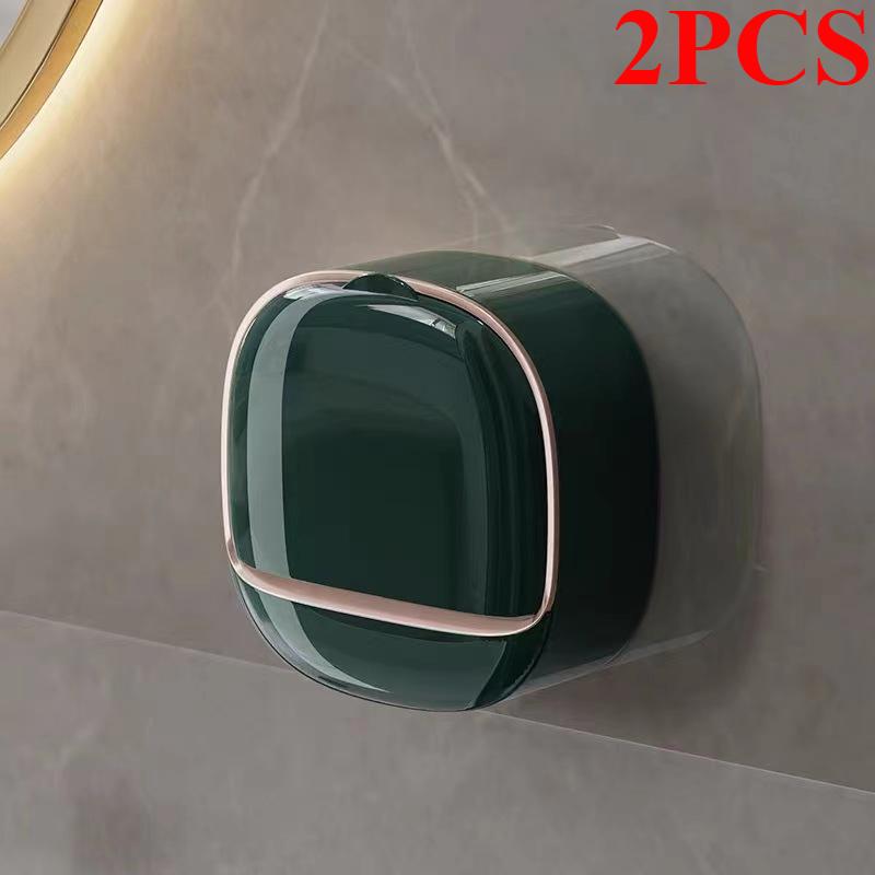 Wall Mounted Soap Box with Lid Non Drilled Drainage Soap Tray Simple Soap Storage Rack for Home Bathroom Bathroom Accessories