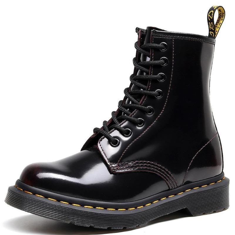 High-top polished red Martin boots women s classic retro short boots men s and women s leather boots round head trend 35