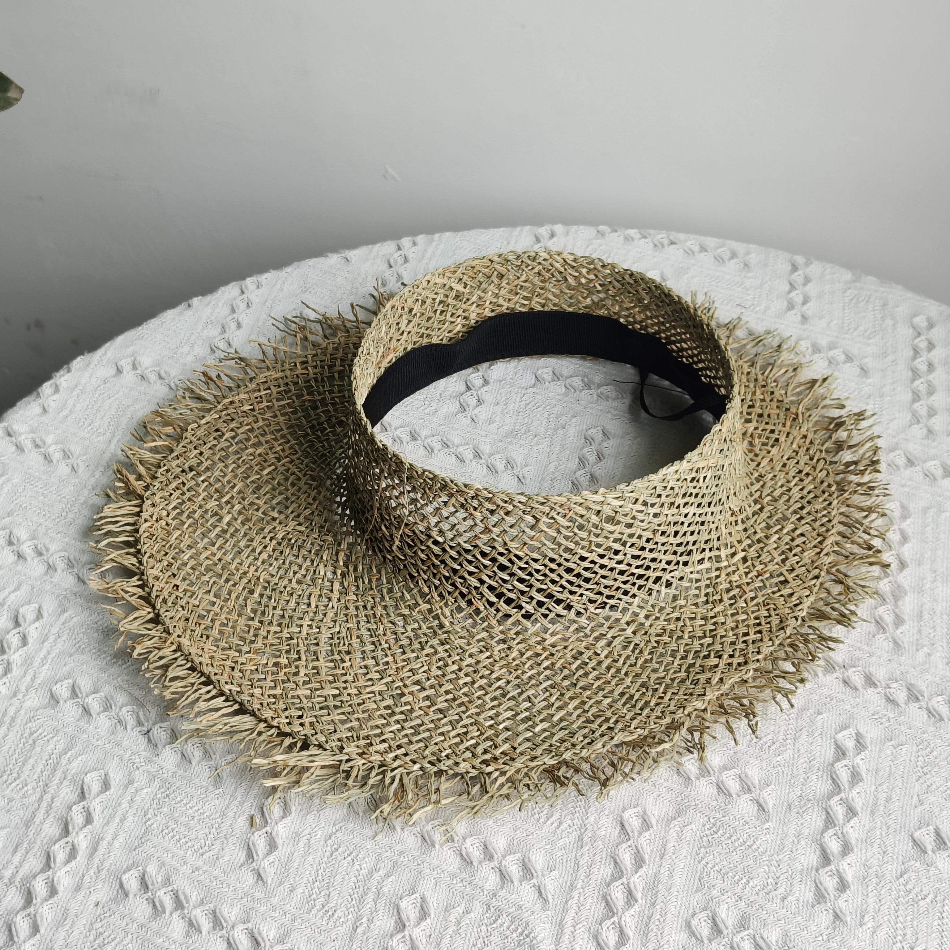 

French Straw Hat sun visor Summer UV Protection Hat for Women Beach Gardening Travel Essentials basin hat Hepburn jazz hat M 56-58