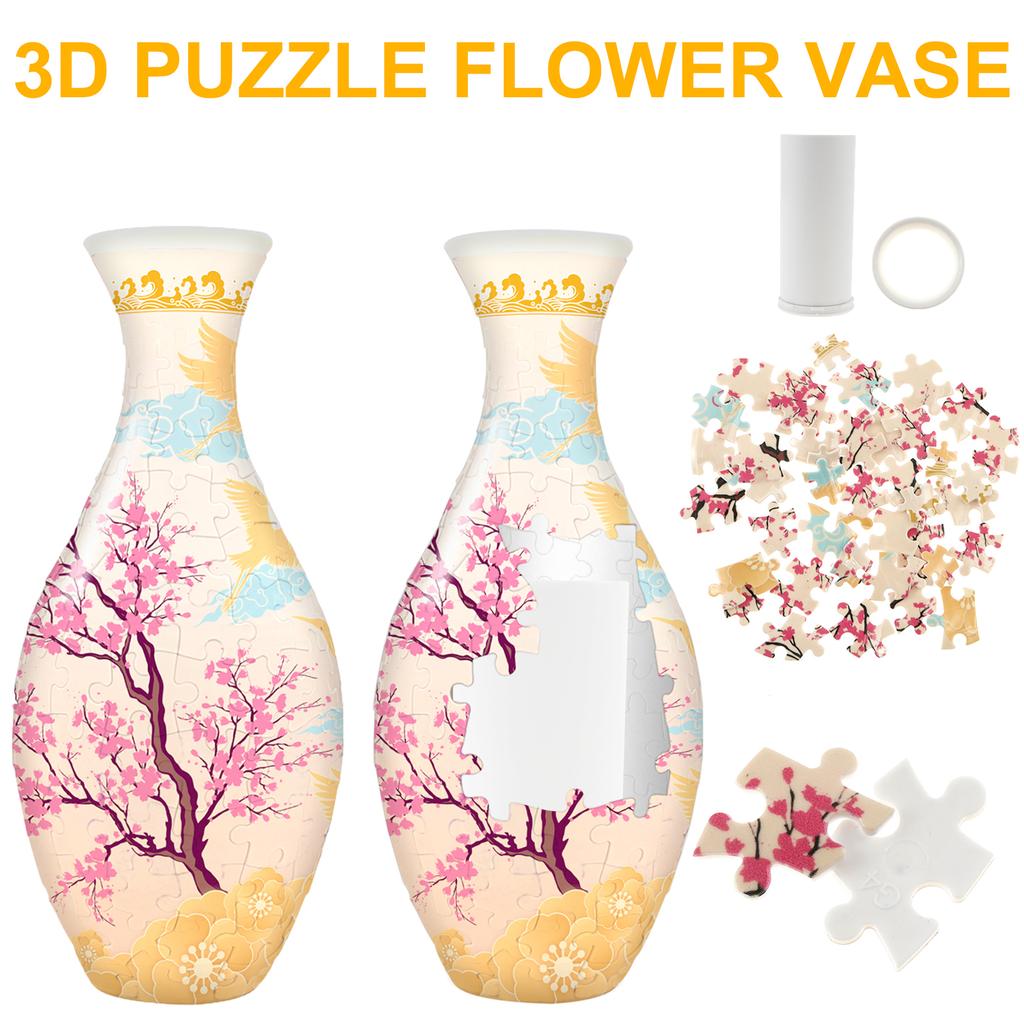 Creative 3D Puzzles Vase Desktop Decorative Puzzle Flower Vase Ornaments Stress Relieving Jigsaw Handmade Housewarming Gifts