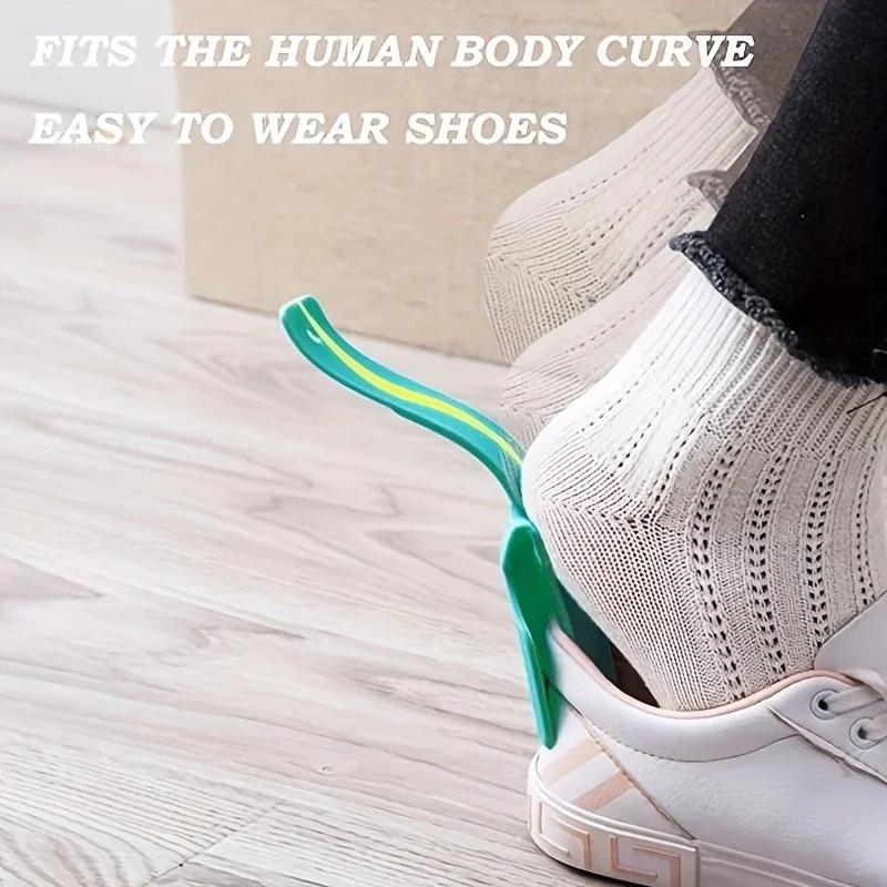 2 Pcs/set Lazy Shoes Helper Handled Shoe Horn Shoe Lifting Helper for Seniors Elderly Disabled Plastic Shoehorn Fits All Shoes