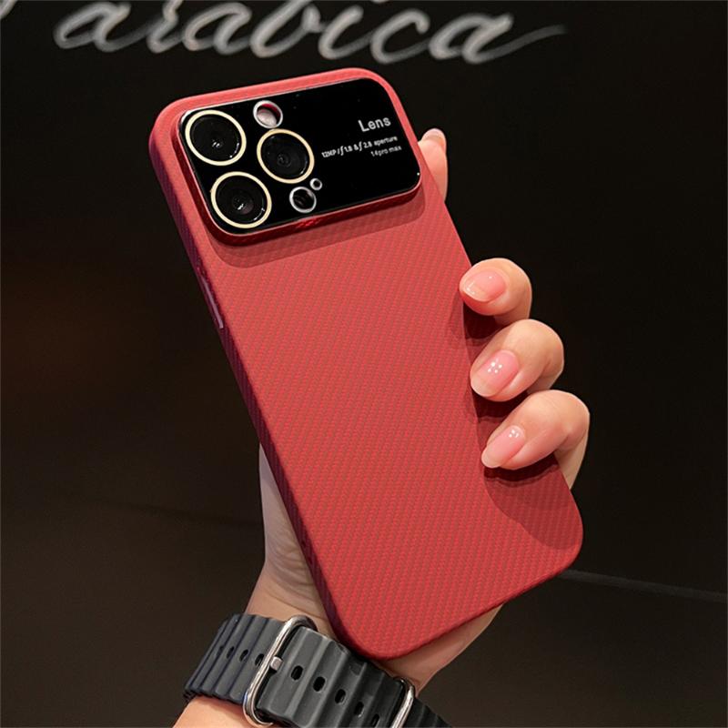 Luxusní velký ochranný kryt fotoaparátu z uhlíkových vláken pro iPhone 11 12 13 14 Pro Max Matte PC Hard Shockproof Cover