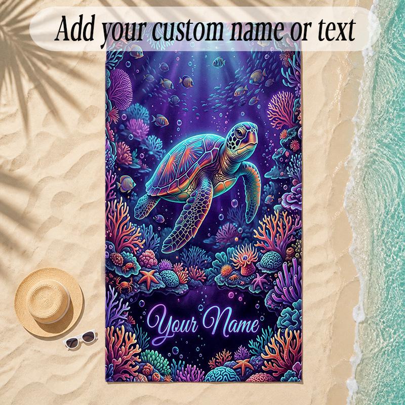 Zeemeermin Thema Zachte Strandhanddoek Gepersonaliseerd Aangepaste Naam Tekst Handdoek Draagbaar voor Strand Zwembad Reizen