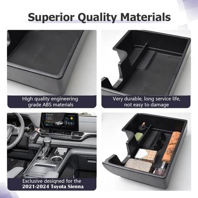 For 2025 2025 2025 2025 Toyota Sienna Center Console Bottom Organizer Floor Compartment Storage Box ABS Accessories Insert Box