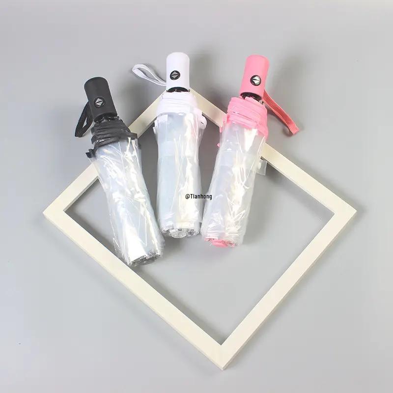 Japanese-Style Transparent Automatic Foldable Umbrella - Large, White, and Perfect for Influencer Photos
