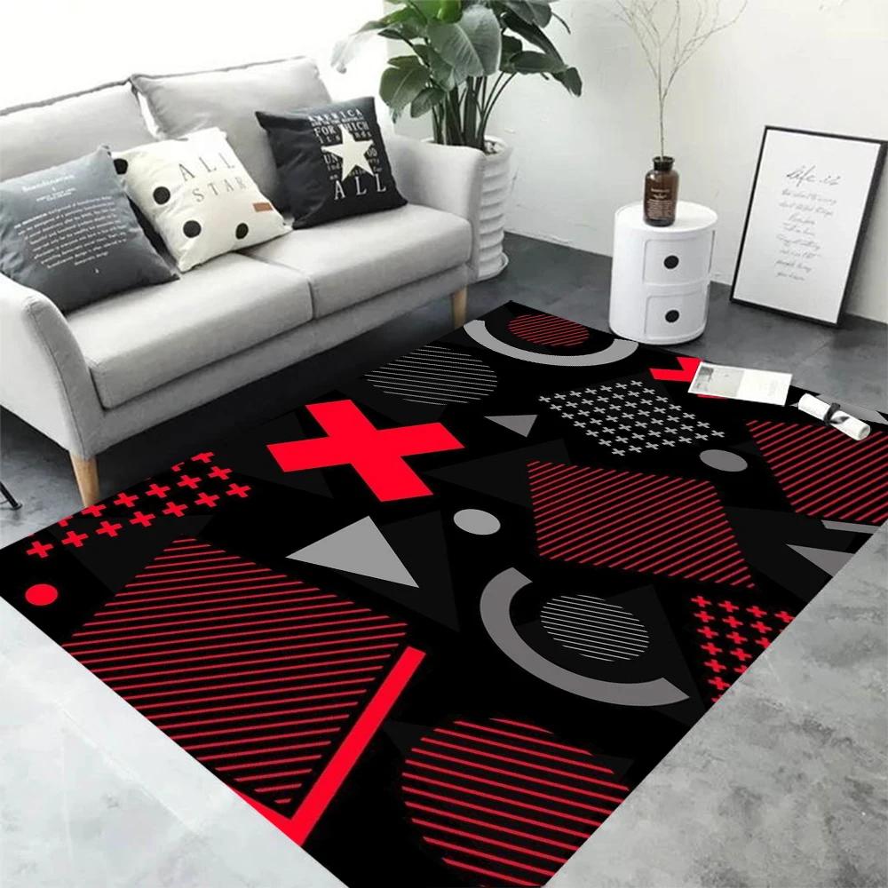 Dopamine Style Light Luxury Carpet Art Simple Rainbow Colorful Living Room Bedroom Bedside Decoration Washable Floor Mat