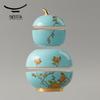Auratic West Lake Blue Madam Porcelain Double-Layer Fruit Plate Set