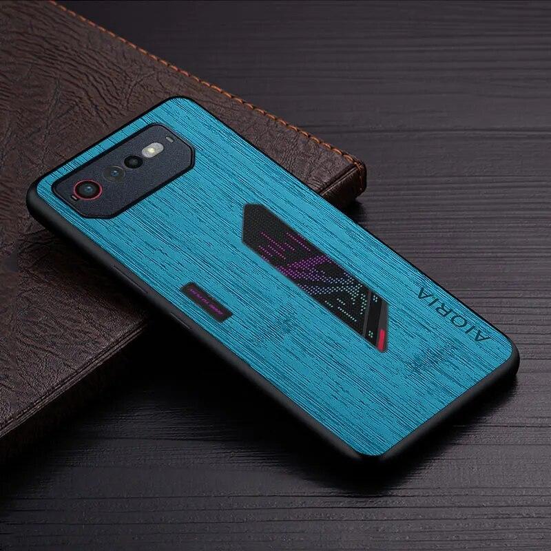 

Чехол для Asus ROG Phone 6 7 8 pro, кожаный чехол с узором из бамбукового дерева, роскошный чехол для Asus ROG Phone 6, чехол asus phone 6 циан
