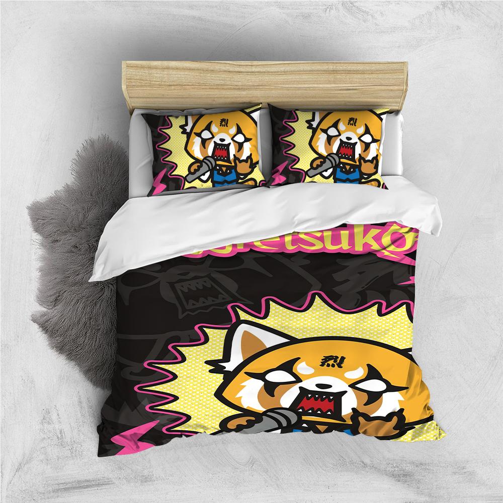 Cartoon Aggretsuko Cool Duvet Cover Set Home Style Bedding Soft Laundry Cotton Bed 3 Piece Set Student Dormitory Gift