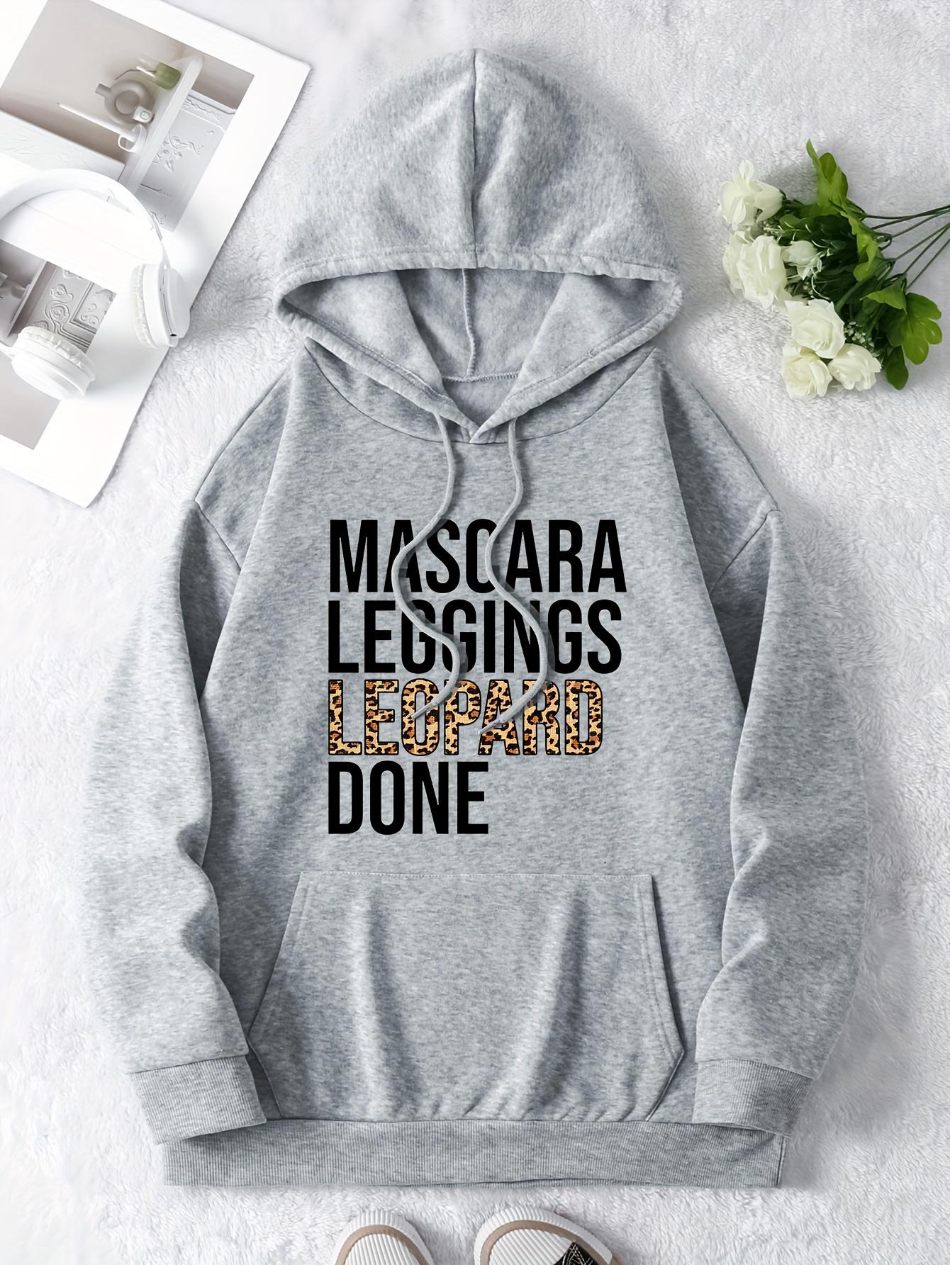 

Leopard Letter Print Simple Hoodie Casual Drawstring Kangaroo Pocket Hoodies Sweatshirt Women s Clothing Simple Design Trendy 3XL