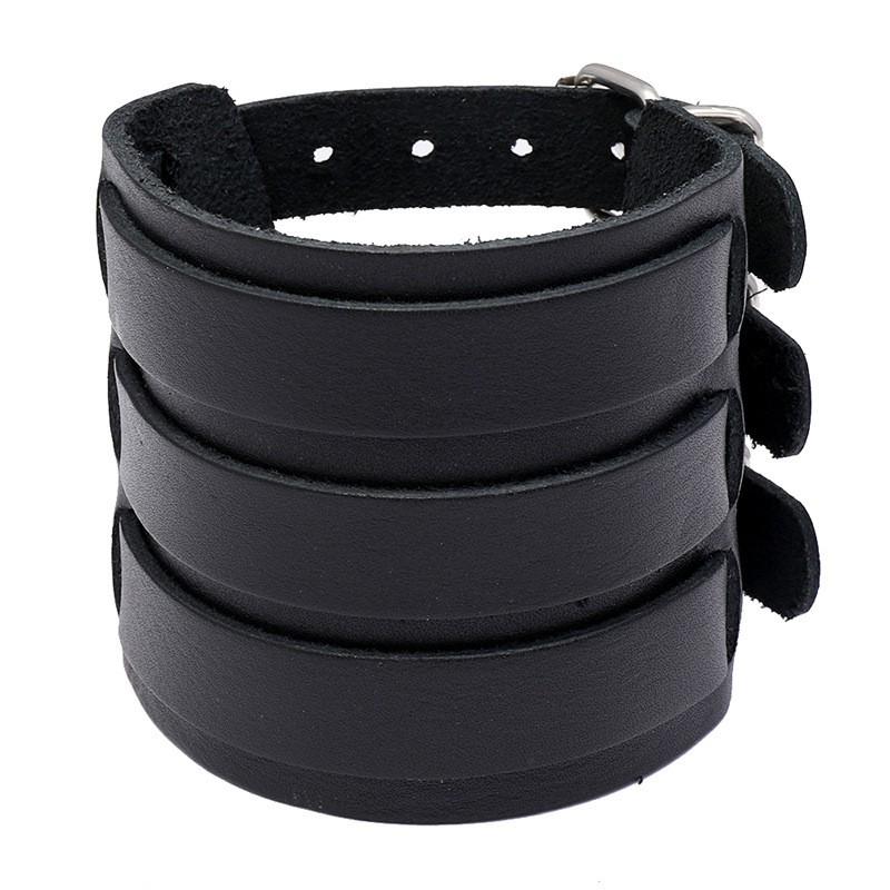 Mens Leather Biker Bracelet Punk Style Geometric Handmade Adjustable Wristband Motorcycle Riding Gear