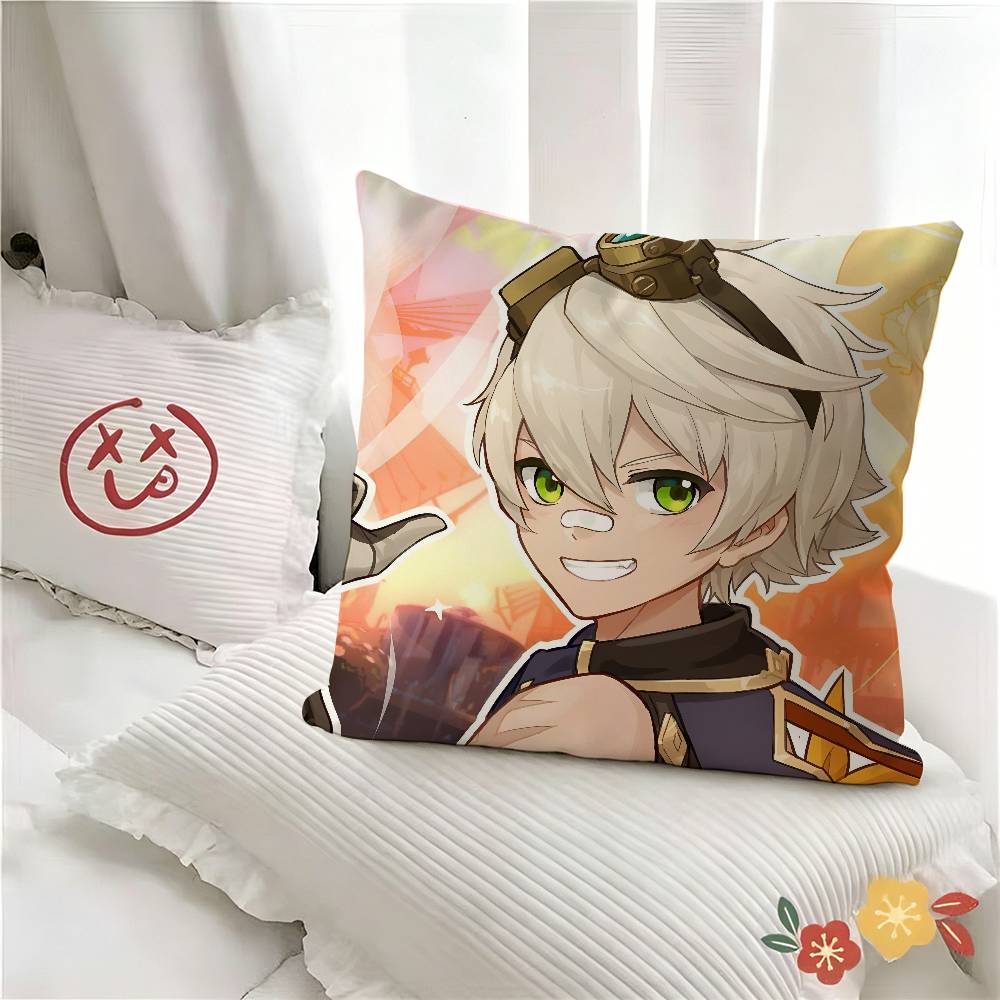 pc Bennett Genshin Impact Pillow Case Fashion Square Pillowcase Bedroom Sofa Room Ins Decoration Leisure