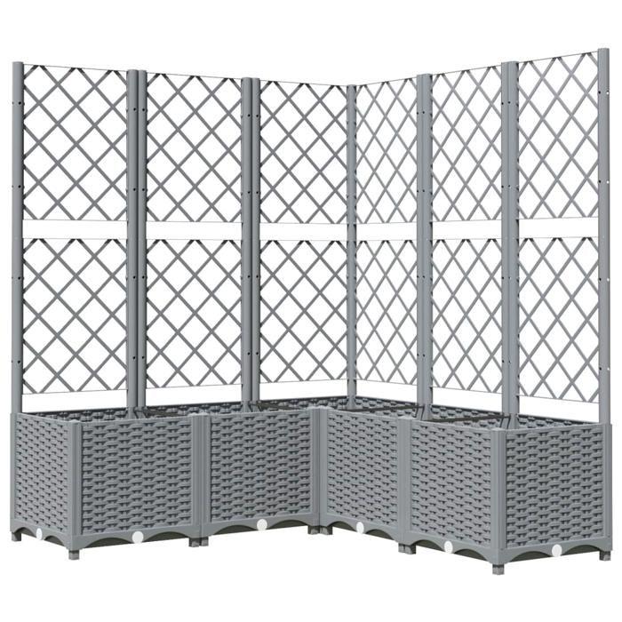 VidaXL Jardinière avec treillis Gris clair 120x120x136 cm PP 153278