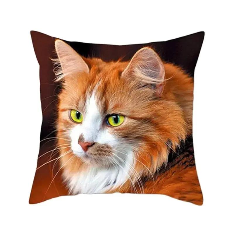 Cushion Cover Cute Cat Pattern Square Pillowcase Zipper Birthday Gift Sofa Home Hotel Decoration 45*45cm
