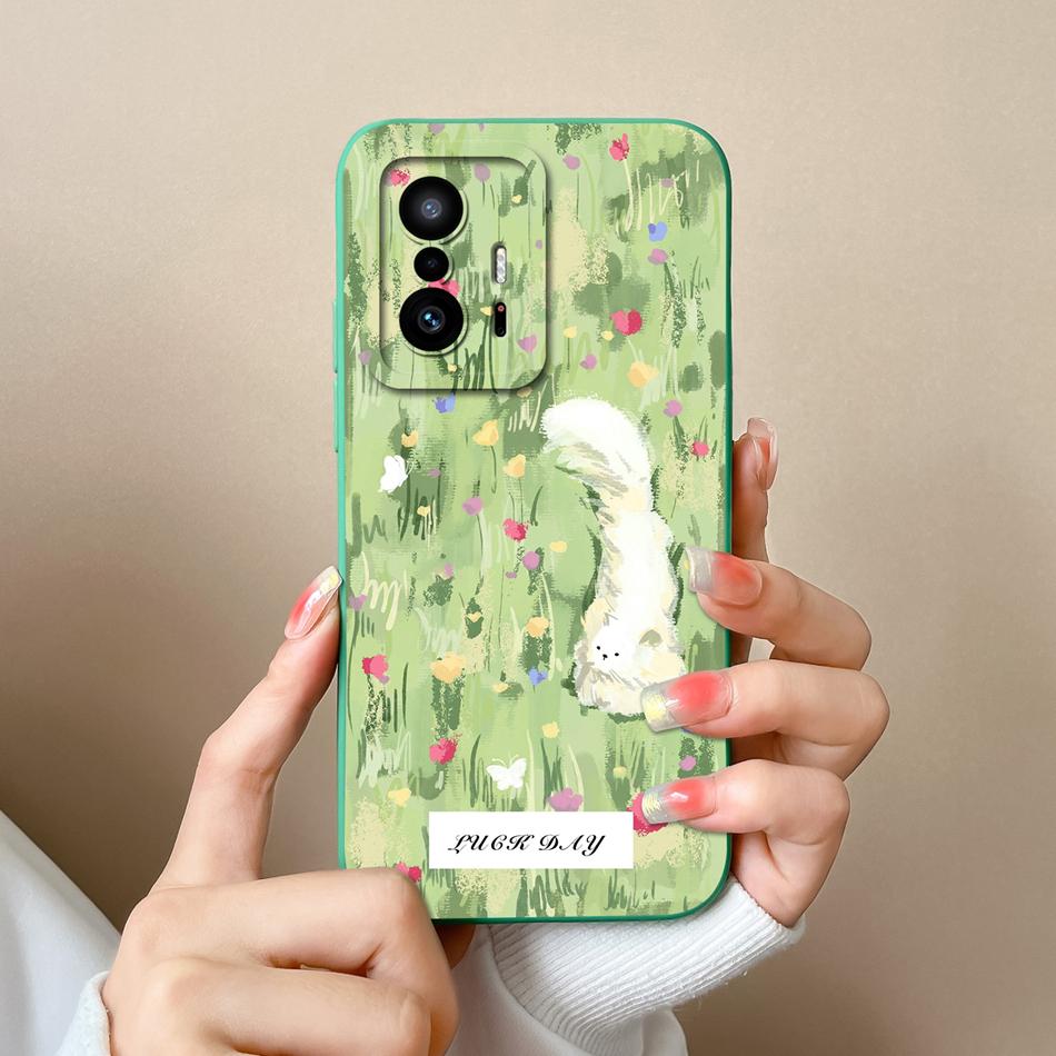 For Xiaom 11T Pro Phone Case Cute Cat Covers Soft Liquid Silicone Funda For Mi 11 T Pro Full Protection Anti Drop Back Cover