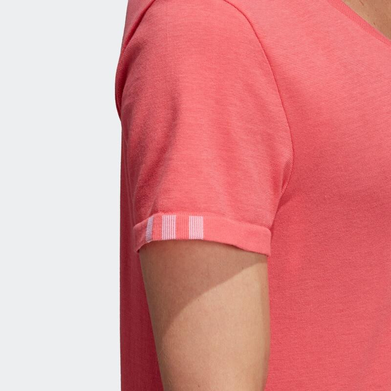 Adidas Solid Color Round Neck Short Sleeve T-Shirt Women Tops Pink DX2150