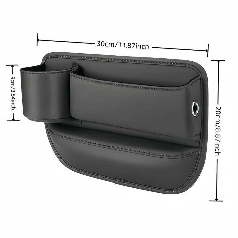 1pc Car Seat Gap Filler Organizer with Cup Holder PU Leather Car Side Seat Storage Box Multi-functional Car Interior Organizer F