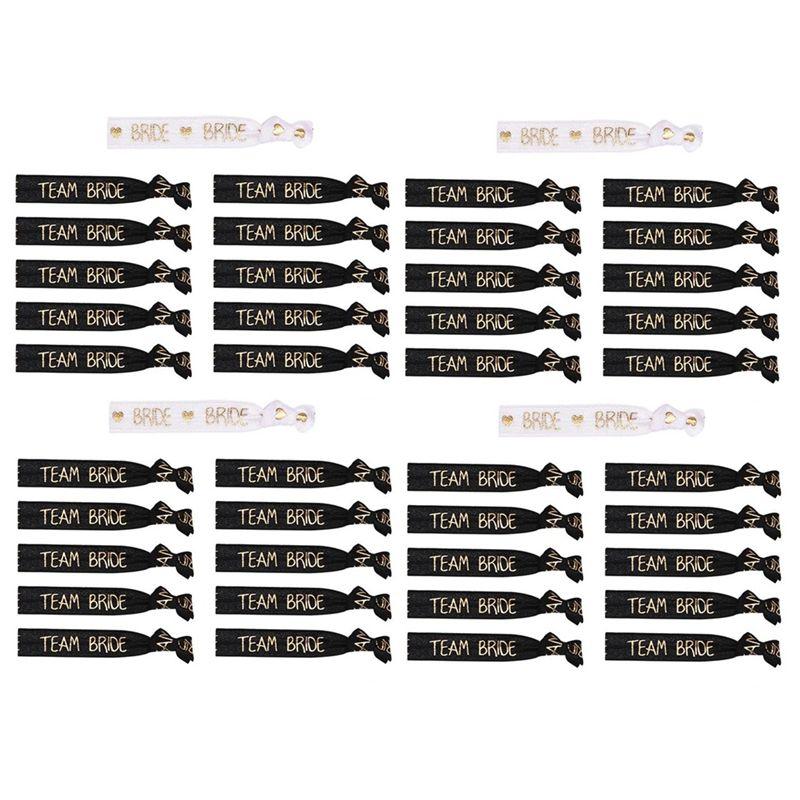 

ABUL-44PCS Team Bride Bachelorette Wristbands Bracelet Bride Hair Ties Bachelorette Party Wedding Bridal Shower Supplies