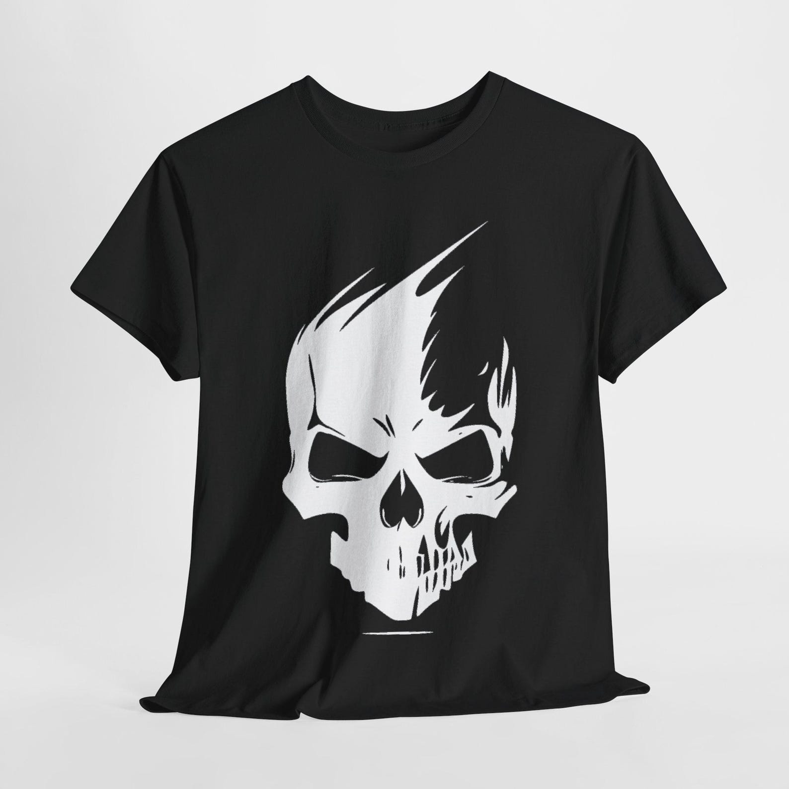 Monochrome Skull Graphic Tee, Black and White Goth Shirt XL