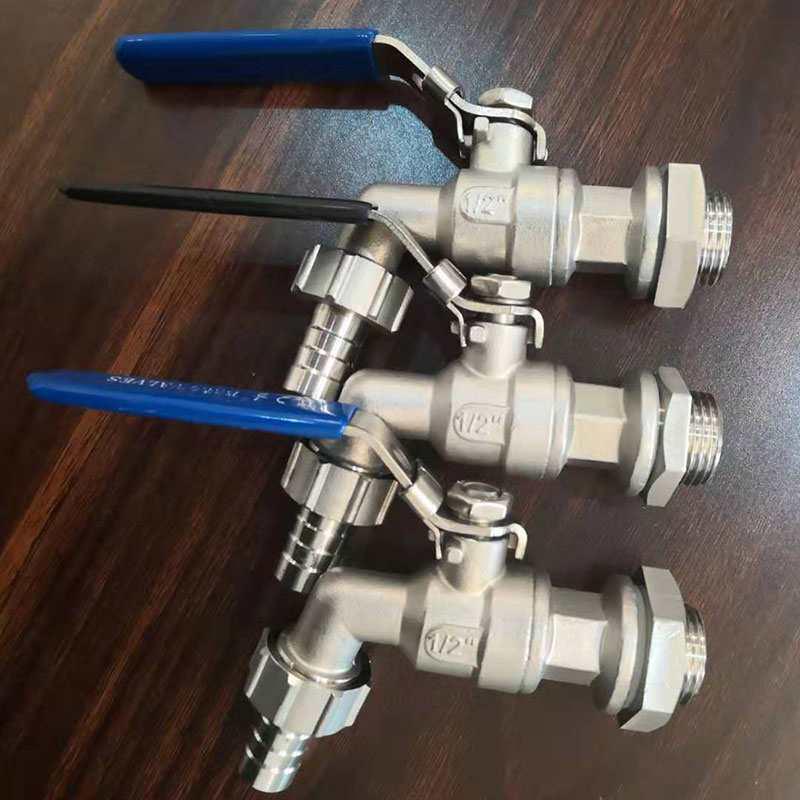 Stainless Steel Hot Water Dispenser Faucet with 4-Point Radiator Drain Valve and 6-Point Spout Ball Valve.