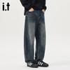 Izzue Herren Gewaschene Gerade Weite Jeans