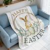 Easter Cute Bunny Retro Egg Cartoon Art Rabbit Warm Soft Plush Blanket For Sofa Living Room Nap Home Bedroom Travel Gift Hogar