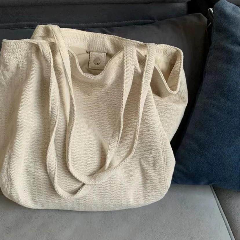 Large capacity Korean version bag women's twill canvas bag commuter shoulder portable casual women's bag simple lazy shopping bag