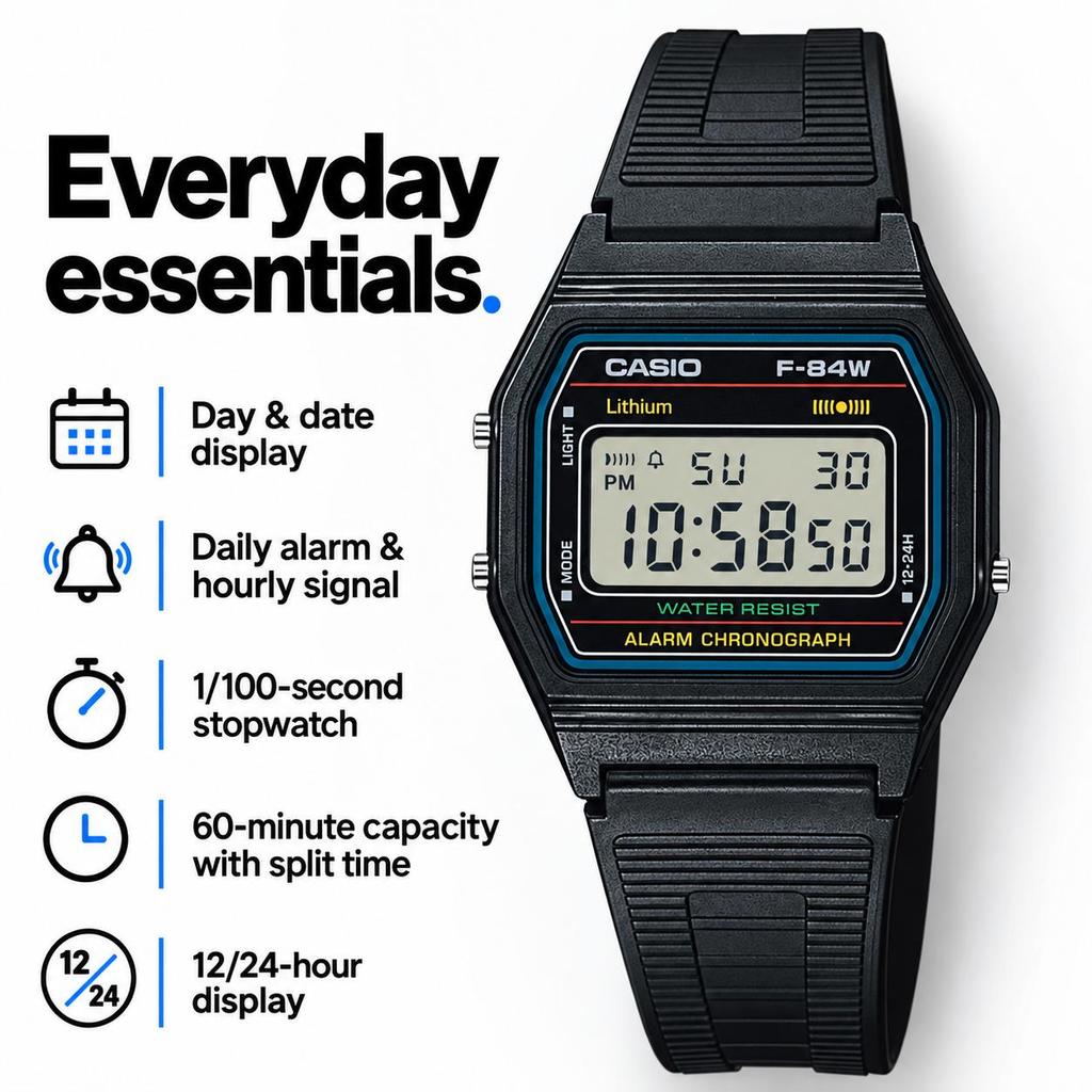 Casio wristwatch Collection F-84W-1QJH mens black