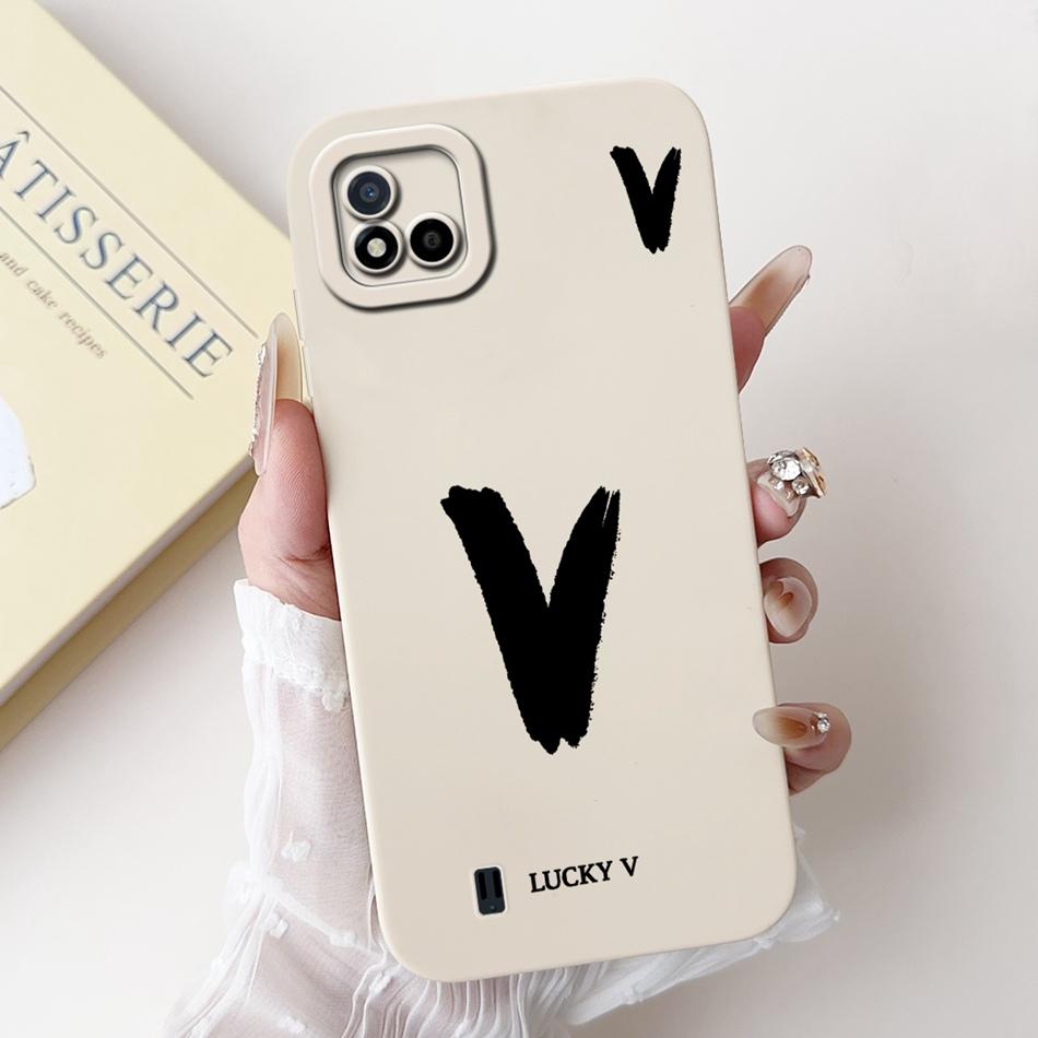 For Realme C11 (2021) Lucky Initial Letter Phone Case For Realme C11 2021 2020 RMX3231 RMX2185 Soft Silicone Shockproof Cases