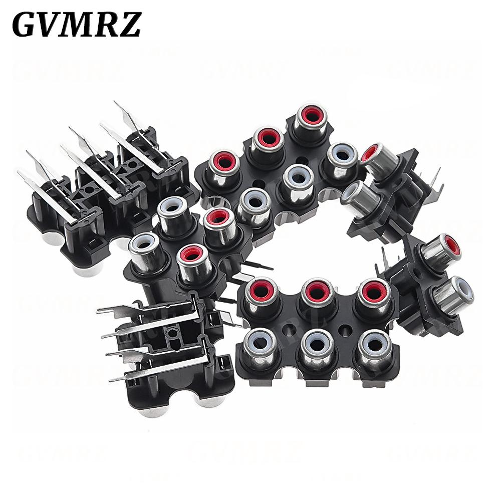 5PCS 2/4/6/8 Hole RCA Female Stereo Audio Jack AV Audio Input Socket Connector Lotus Row Amplifier Interface Signal Connection