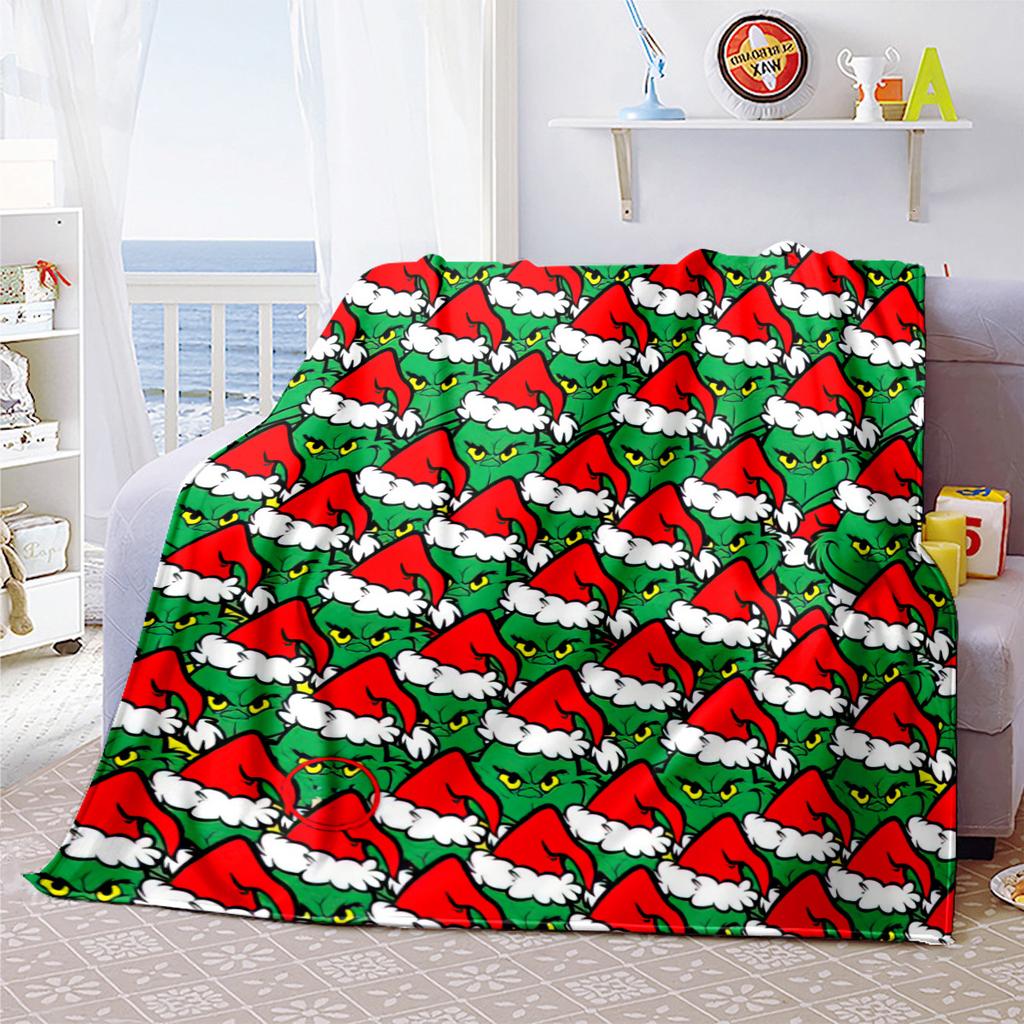 Christmas Gift Comedy Movie How the Grinch Stole Christmas blanket home warming, four season bed decoration sofa cover flannel throwing blanket K10